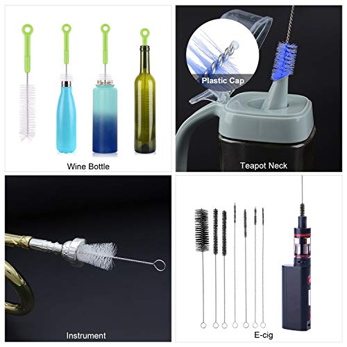 Multipurpose Bottle Brush Set, SEFONE 22 Pcs Stainless Steel Cleaning Brush Cleaner for Washing Cup Mug Straw Brewing Wine Beer Bottle Newborn Feeding Tube Bonus with 1 Pcs Microfiber Cloth - Thumbnail 3