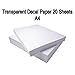 DAHLIA Waterslide Decal Transfer Paper, 20 Sheets, DIY A4 Inkjet Transparent Clear for Inkjet Printer+BONUS Brush