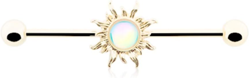 14 GA Golden Revo Sun Industrial Barbell 316L Surgical Stainless Steel Body Piercing Jewelry for Men and Women Davana Enterprises