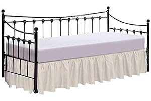 COTTINGTON LANE Daybed Skirt with Split Corners Twin Size Dust Ruffle Bedskirt - Bed Skirt for Day beds- Split Corners, Ruffle Gather- Genuine Poly Cotton/Microfiber - 16 Inch Bed Skirt Twin Size Ivory Bed Skirts