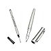 Rollerball Pens Set Fine Point for Men Black Gel Ink Classic Design Stainless Steel Micro 0.5mm with Pen Bag, 1 Extra Refill (Silver Barrel)
