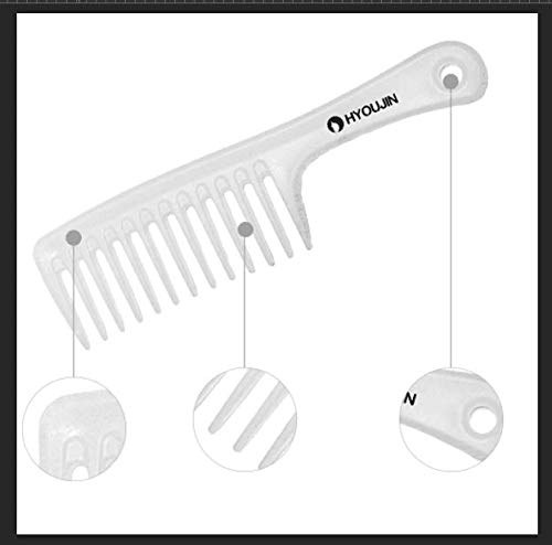 HYOUJIN White Wide Tooth Comb Detangling Hair Brush,Paddle Hair Comb,Care Handgrip Comb-Best Styling Comb for curly Long hair - Thumbnail 2