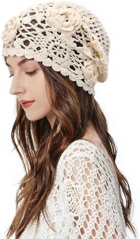 Hshsclth 100% Cotton Crochet Beanie Hat Handmade Knit 