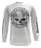 Harley-Davidson Men's Shirt, Willie G Skull Long Sleeve Tee, White 30296646
