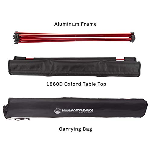Camp Table - Outdoor Folding Table with 4 Cupholders and Carrying Bag for Camping, Beach, Picnic, Sporting Events, and More by Wakeman Outdoors