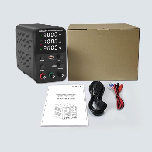 Laboratory Power Supply Unit, 0-30 V, 0-10 A, DC Adjustable Power Supply with 4-Digit LED Display, Encoder Adjustment Knob and Output Switch