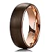 King Will Duo 2mm 4mm 6mm 8mm Dome Brown Tungsten Carbide Wedding Band Ring Rose Gold Inside Comfort Fit