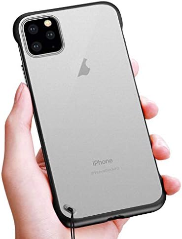 Keyihan iPhone 11 Case with Non-Slip Rope Pull Finger Ring Ultra Slim Minimalist Frameless Design Translucent Matte Texture Protective Cover for iPhone 11 (6.1 inch) (2019) (Black)