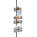 iDesign York Metal Wire Tension Rod Corner Shower Caddy, Adjustable 5'-9' Pole and Baskets for Shampoo, Conditioner, Soap with Hooks for Razors, Towels, Bronze primary