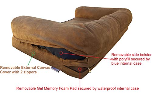 image for Dogbed4less Premium Orthopedic Gel Memory Foam Pet Sofa Bed with Water