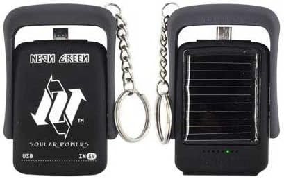 Neon Green Solar External Battery Pack for USB Micro Connector Phones - Retail Packaging - Black