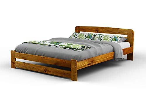 New Super King Size Solid Wooden Pine Bedframe'F1' with slats and extra four supportive legs(6ft, oak)