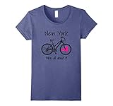 Womens New York Bike Shirt, New York Souvenir Gift NYC Large Heather Blue