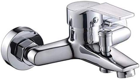 yiiLshaoqx Wall-Mounted Triple Valve Mixer Tap Bathroom Sink Shower Bathtub Water Faucet - Silver