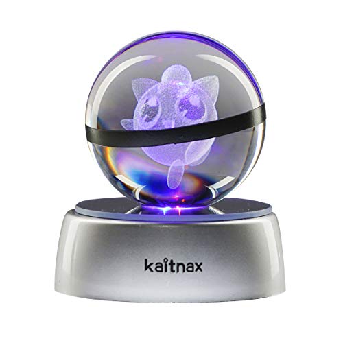 Kaitnax 3D Laser Etched Crystal Ball(50mm) Puzzle with LED Base (Jigglypuff)