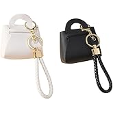 zaoalife 2PCS Mini Tote Bag Keychain,PU Leather Makeup Bag Pocket Lipstick Bag Small Change Purse Coin Purse Cute Pendant Keychain for Women