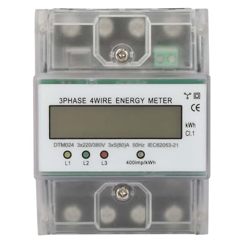 LiebeWH Medidor de Potencia Trifásico Pantalla LCD Digital Medidor de Energía 220/380V 5-80A