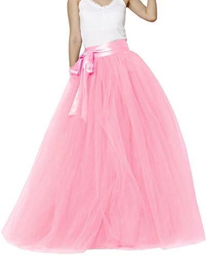 Lisong Women Floor Length Bowknot 5-Layered Tulle Party Evening Tutu Skirt