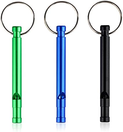 Voyeah Set of 3 Aluminum Emergency Survival Whistle with Keychain for Hiking Camping Sports (Green,Blue, Black)