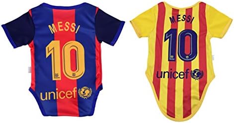 Lionel Messi #10 Soccer Jersey Baby Infant & Toddler Onesies Rompers Pack of 2 Home & Away Jersey Design Bundle