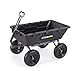 Gorilla Carts Heavy-Duty Poly Yard Dump Cart, 10 Cu Ft Tub, 1500 lb Haul Capacity, Black – Towable Utility Wagon with Quick-Release Dumping & Pneumatic Tires for Landscaping and Gardening