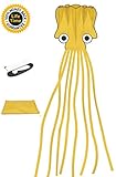 #1 Octopus Kite with 300 Feet of String and Easy Storage Bag | Premium Quality | Yellow | GIANT Parafoil Kite Toy Over 16 FEET LONG | Flying Toys for Boys | #1 Beach Toy | Keep & Refund Promise