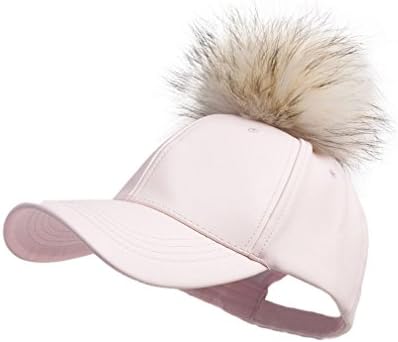 Pilipala Women Breathable Baseball Cap by With Real Fur Pompom VC17606 Pink