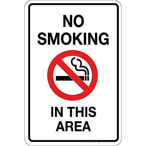 Wall Decor No Smoking in This Area Sign,Funny Aluminum Metal Sign,Warning Sign,tin Sign Plate,Outdoor Yard Sign Size 8x12 Inches Plates Printed