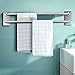 Sumnacon 15.6 Inch 2 Bars Self Adhesive Towel Bar Racks - Stainless Steel Bath Towel Holder Organizer with 3 Hooks, Contemporary Style Brushed Finish Towel Bar Holder for Bathroom Kitchen Bedroom