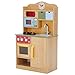 Teamson Kids Little Chef Florence Classic Interactive Wooden Play Kitchen with Accessories and Storage Space for Easy Clean Up, Wood Grain with Red and Yellow Accents