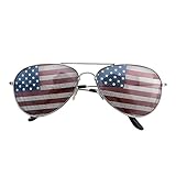 American USA Flag Design Metal Frame Aviator Unisex Sunglasses with Print Patterned Lens for Sun Protection, Driving, Eye Wear by Super Z Outlet