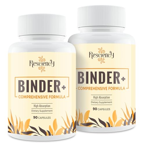 Resciency Detox Binder Supplement - Activated Charcoal, Zeolite, Bentonite Clay, Milk Thistle, Proprietary Blends - Liver & Gut, Max Absorption, 180 Vegan Capsules