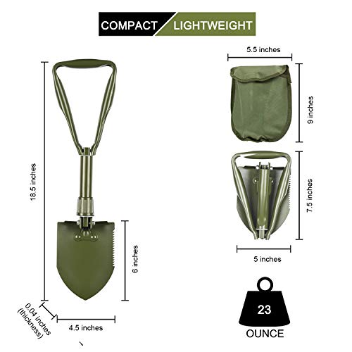 SUNHOO Collapsible Shovel, Mini Spade Shovels for Digging, Military Style Entrenching Tool for Golf Hole, Gardening, Lawn, Camping, Off Road, Portable Car Emergency Kit