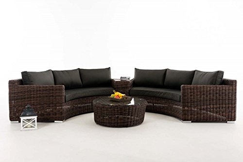 HomeStylist Gartengarnitur Polyrattan Eckbank Marvina Anthrazit, Braun