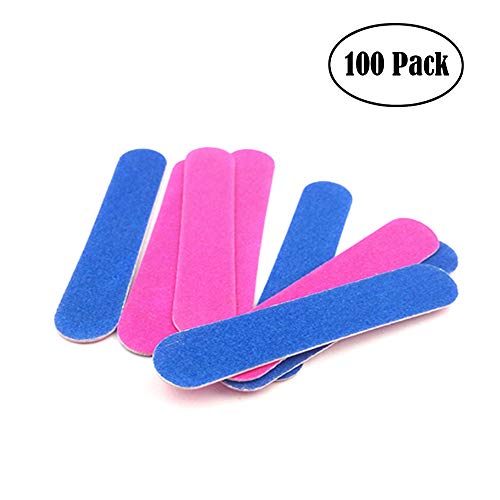 image for KISEER Mini Nail Files Bulk, 100 Pcs Disposable Double Sided Emery Boa