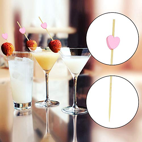 TANCUDER 100 Stück Cocktail-Sticks Holz Umweltliche Cocktailspieße Holz Cocktailstäbchen Handgefertigte Zahnstocher Rosa… – Bild 3
