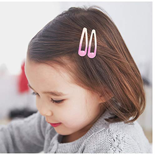 100PCS Snap Clips 2 Inch No Slip Metal Hair Clips Barrettes Hairpins for Girls Toddlers Kids Teens (40pcs Glitter Snap Clips+60pcs Solid Color Snap Clips) - Thumbnail 3