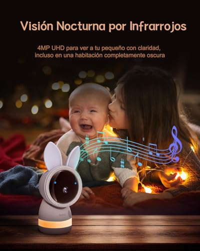ARENTI Monitor Bebé con Dos Camaras Camara para Bebe 4MP 5" HD 2.4G&5G WiFi Monitor de Video con Visión Nocturna por Infrarrojos, Luz Nocturna, Audio Bidireccional, Detección de Llanto y Movimiento