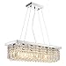 Siljoy Modern Rectangular Crystal Chandeliers 8 Lights Rectangle Raindrop Pendant Ceiling Light Fixture for Kitchen Island Dining Room, Adjustable Height, Polished Chrome Finish, L40 x W10 x H10