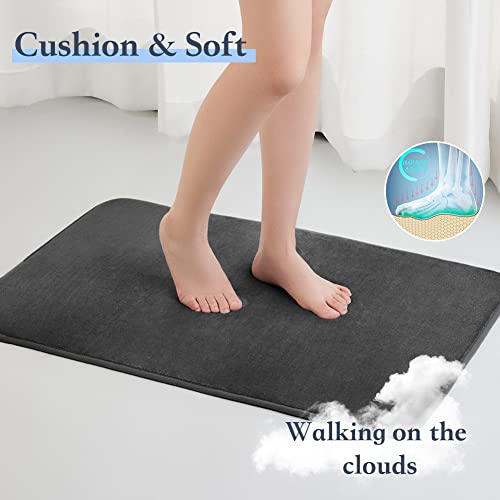 SONORO KATE Memory Foam Bathroom Rugs, Soft and Non-Slip Bath Rugs, Machine Washable Bathroom mats, Super Absorbent Velvet Bath Mats，Easier to Dry for Bathroom Floor Rugs (Dark Grey, 32\