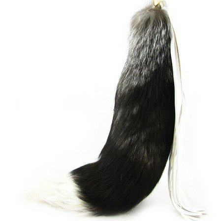 BeautyMood 43cm Supper Huge and Fluffy Golden Gray Fox Tail Fur Cosplay Toy Handbag Accessories Key Chain Ring Hook Tassels