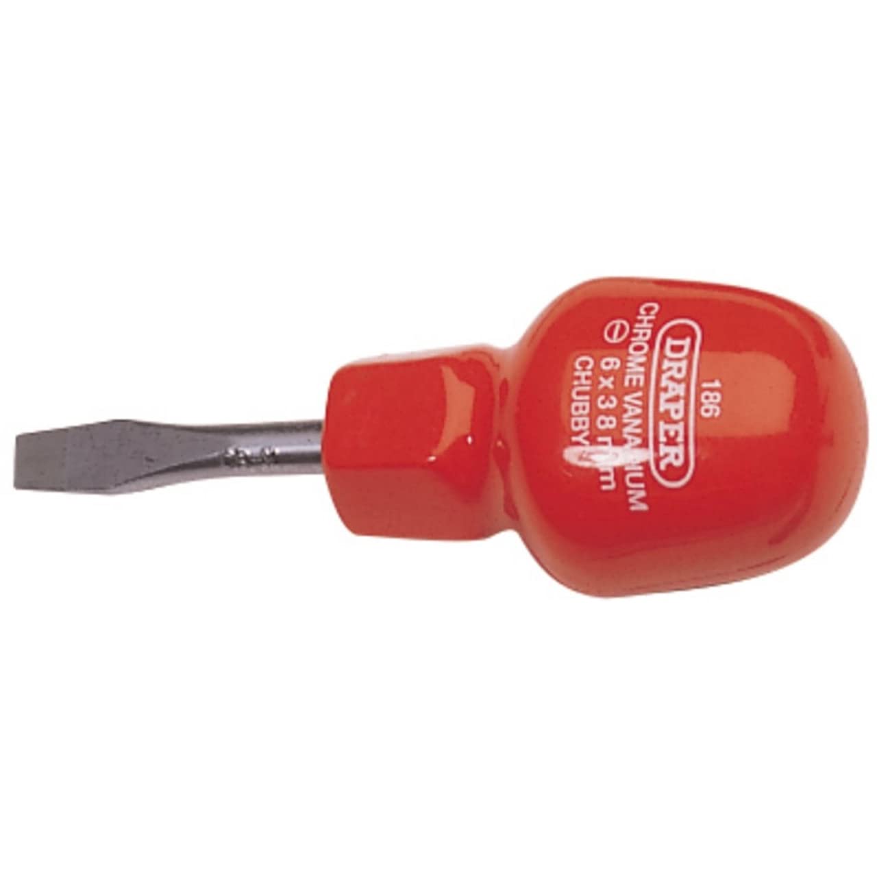 Draper 14095 186 Plain Slot Cabinet Pattern Chubby Screwdriver, 6mm x 38mm