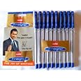 10 X Cello Fine Grip Non-stop Writing Ball Point Pen BLUE Ink Writing Ballpoint Pen # Brand Ad By Indian Cricketer Mahindera Singh Dhoni