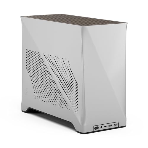 Fractal Design Era 2 Silver ITX PC-Gehaeuse - Aluminium, Walnussholz, Bis 240mm Radiatoren, Zwei Aspect 12 PWM Luefter fuer Hervorragenden Airflow
