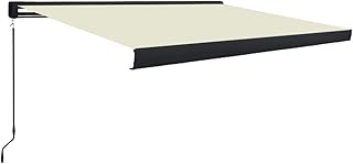 vidaXL Kassettenmarkise Manuell Gelenkarmmarkise Markise Vollkassettenmarkise Sonnenschutz Garten Terrasse Balkon 300x250cm Creme Alu