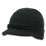 Decky Knit Jeep Watch Cap Visor Beanie (One Size, Black)