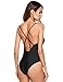 Ekouaer Womens One Piece Swimsuit Sexy Hollow Out V Neck Cross Back Monokini (66-Solid Black, S)