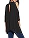Haola Women's High Neck Cold Shoulder T-shirt Hole Back Tees Juniors Girl Loose Tops L Black