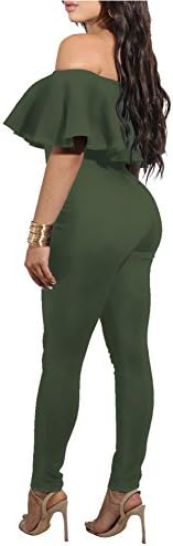 Womens Solid Color Sexy Strapless Falbala Flounced Tight Jumpsuit Rompers