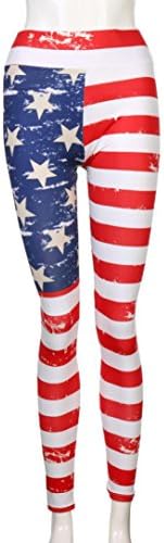 Women Yoga Pants Daoroka American Flag Skinny Stretchy Tummy Control Gym Fitness Performance Activewear Sports Workout Capri Full Length Leggings Trouser (M,